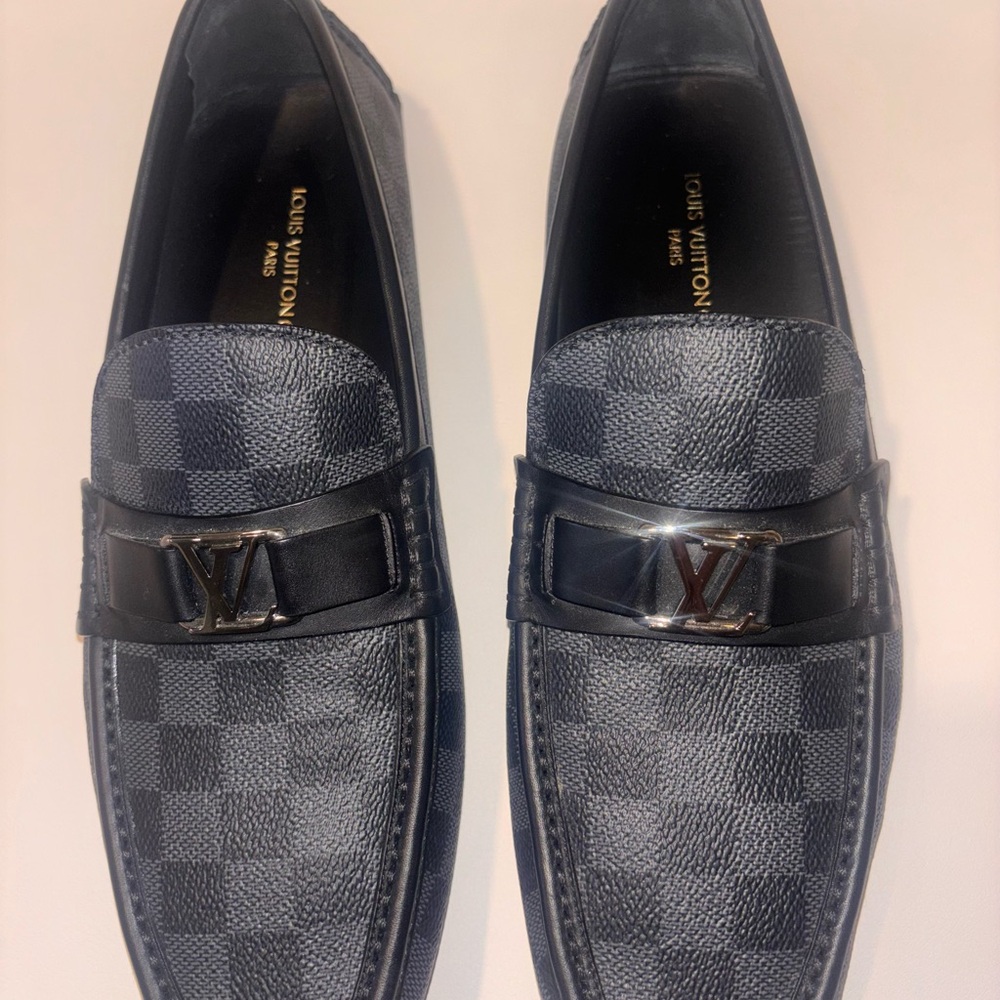 Louis Vuitton Black Checkered Loafers